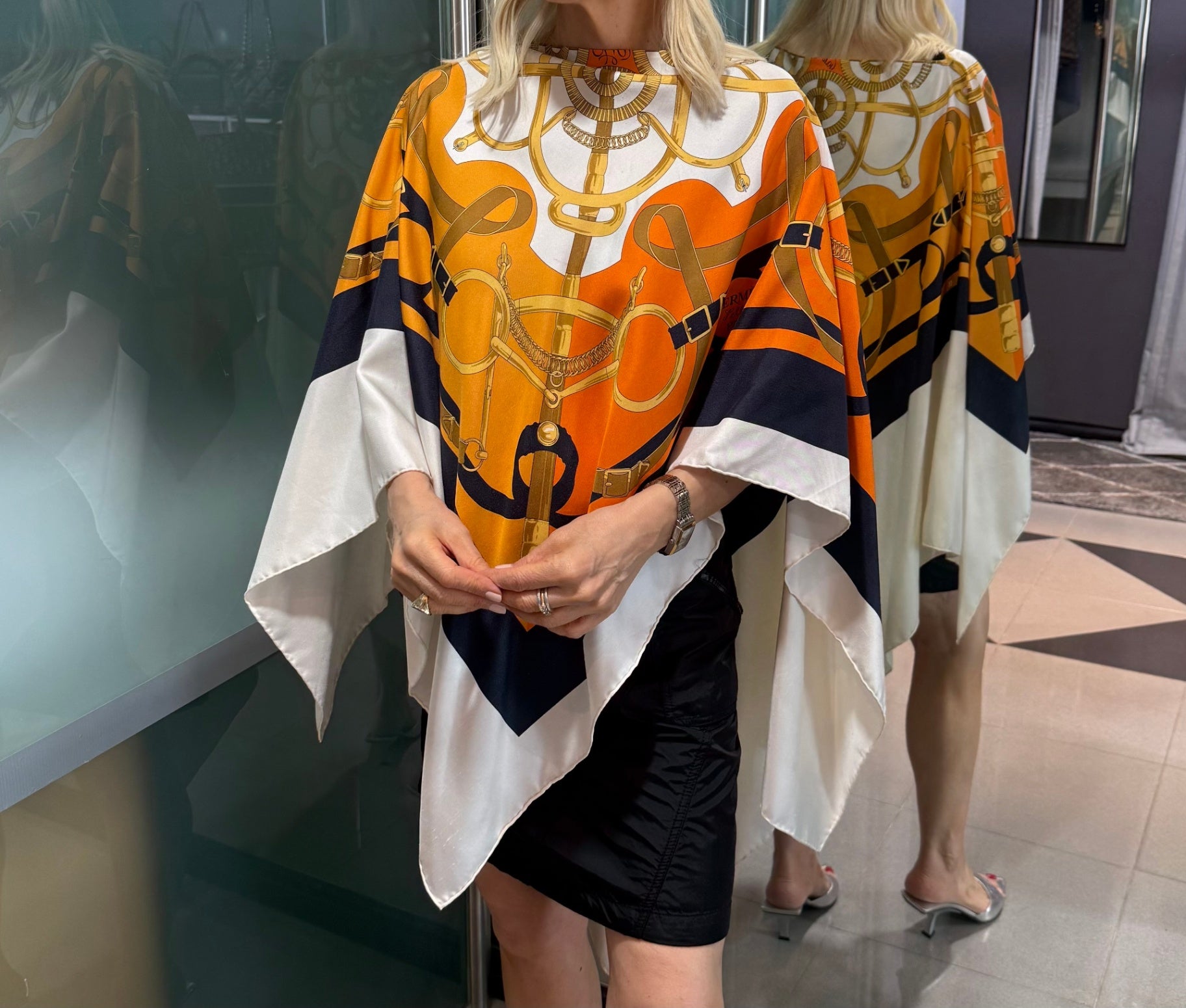 HERMES Silk Scarf Poncho O/S