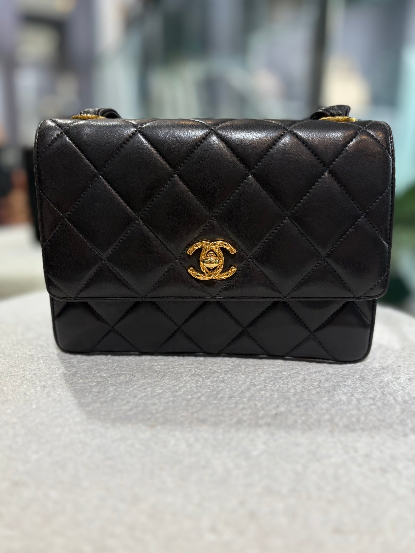 CHANEL Vintage Black Lambskin Mini Flap
