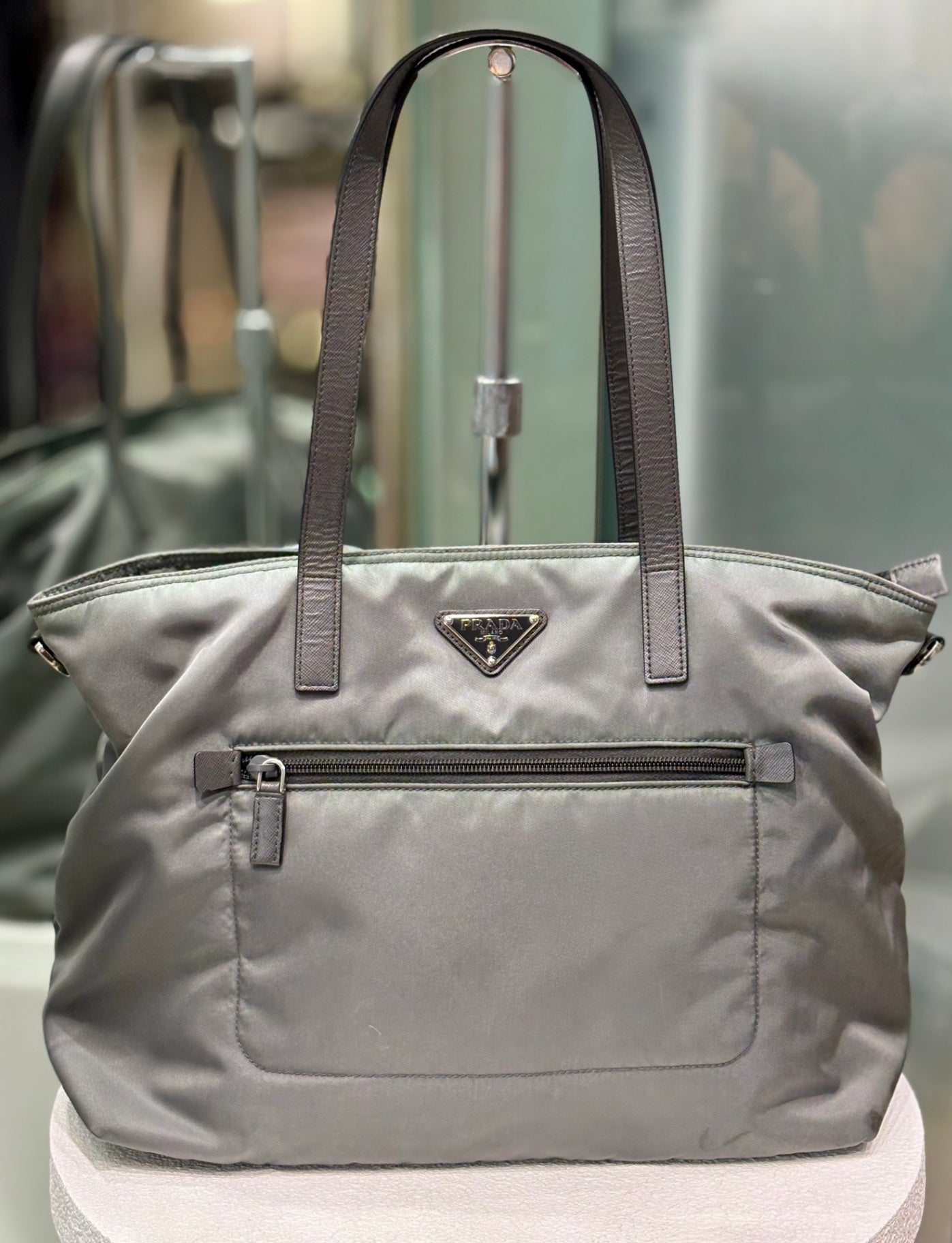 PRADA - Nylon Sage Green Tote Bag