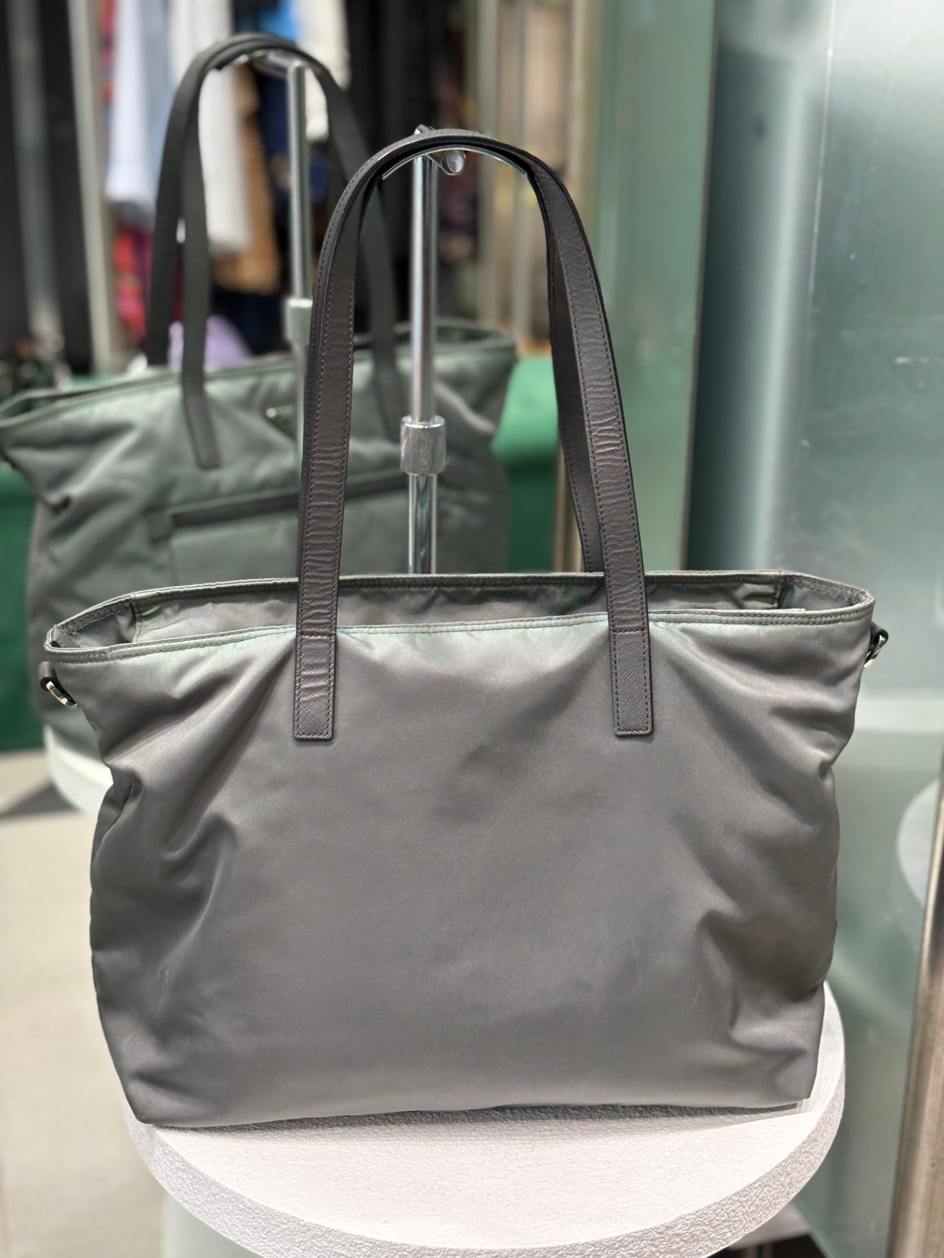 PRADA - Nylon Sage Green Tote Bag