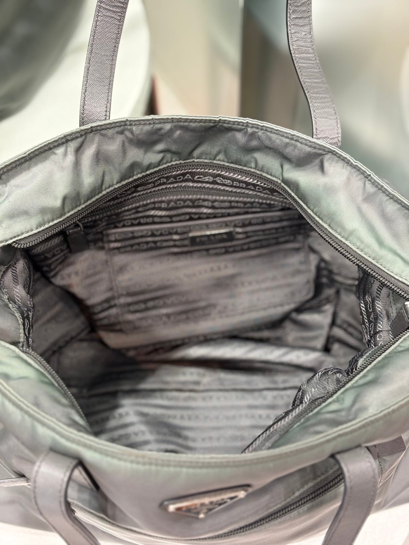 PRADA - Nylon Sage Green Tote Bag