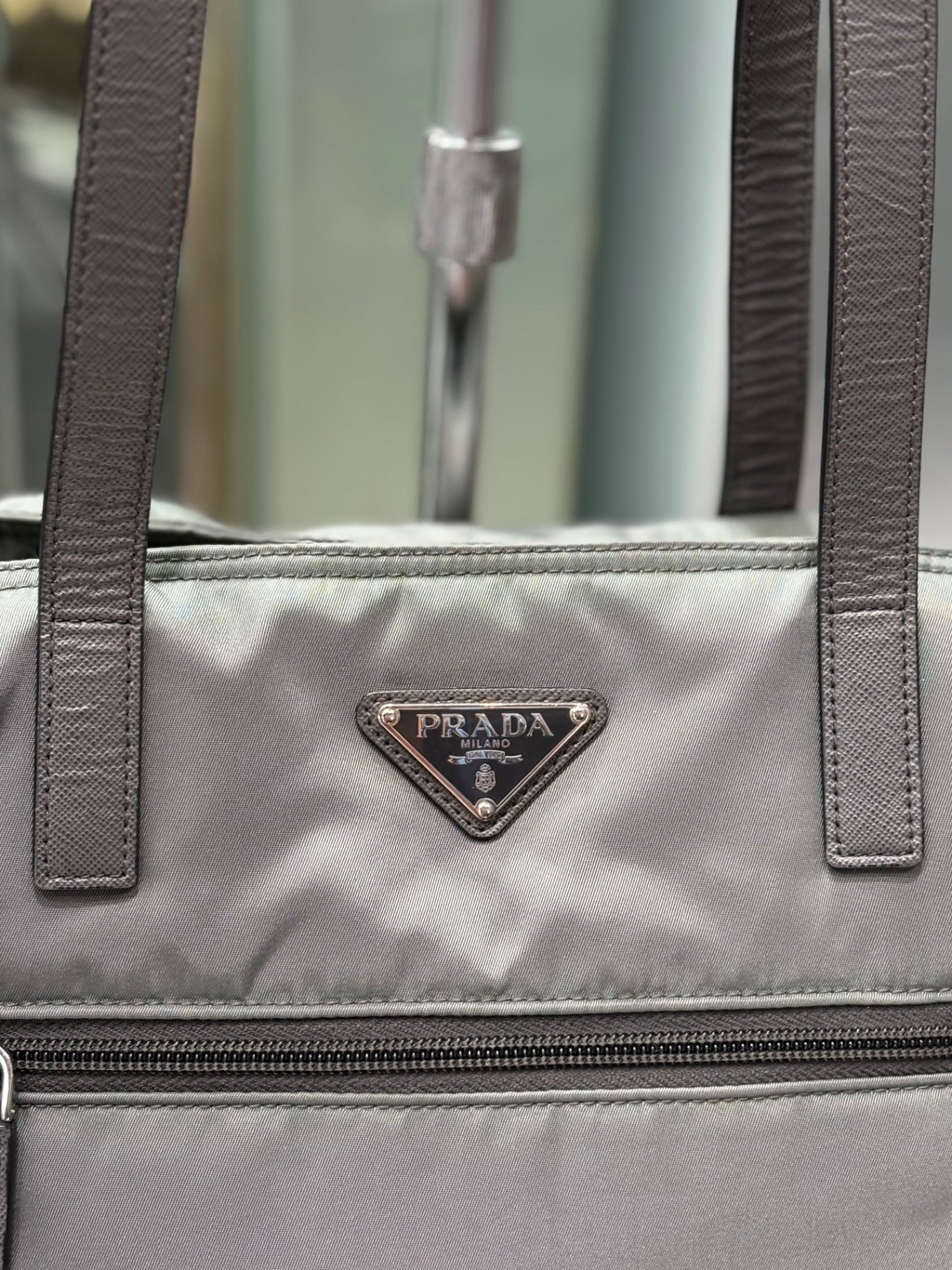 PRADA - Nylon Sage Green Tote Bag