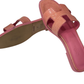 HERMES ORAN  Pink Glossy Oran Lizard Sandals Size 38