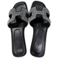 HERMES Oran Crystal Embellished Sandals Size 37.5