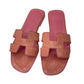 HERMES ORAN  Pink Glossy Oran Lizard Sandals Size 38