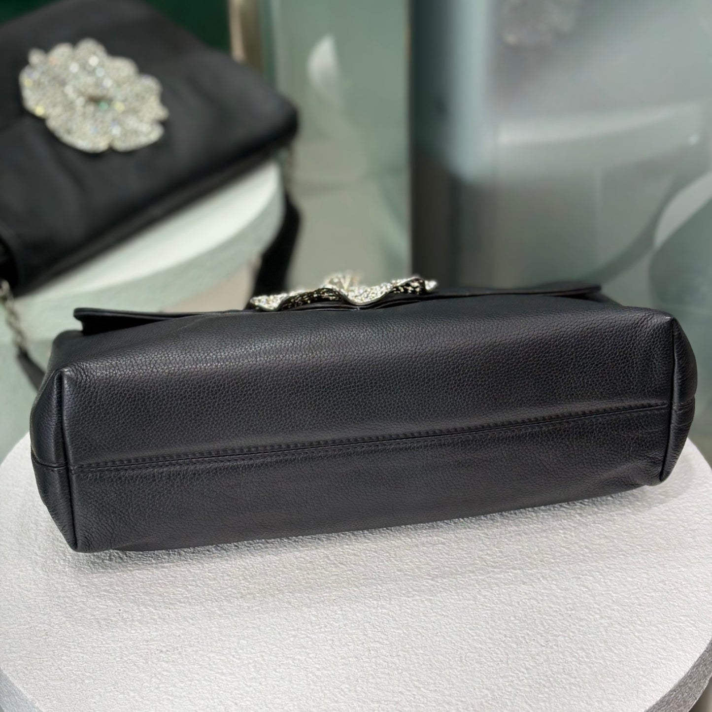 SONIA RYKIEL Crystal Flower Shoulder Bag Black