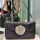 SONIA RYKIEL Crystal Flower Shoulder Bag Black