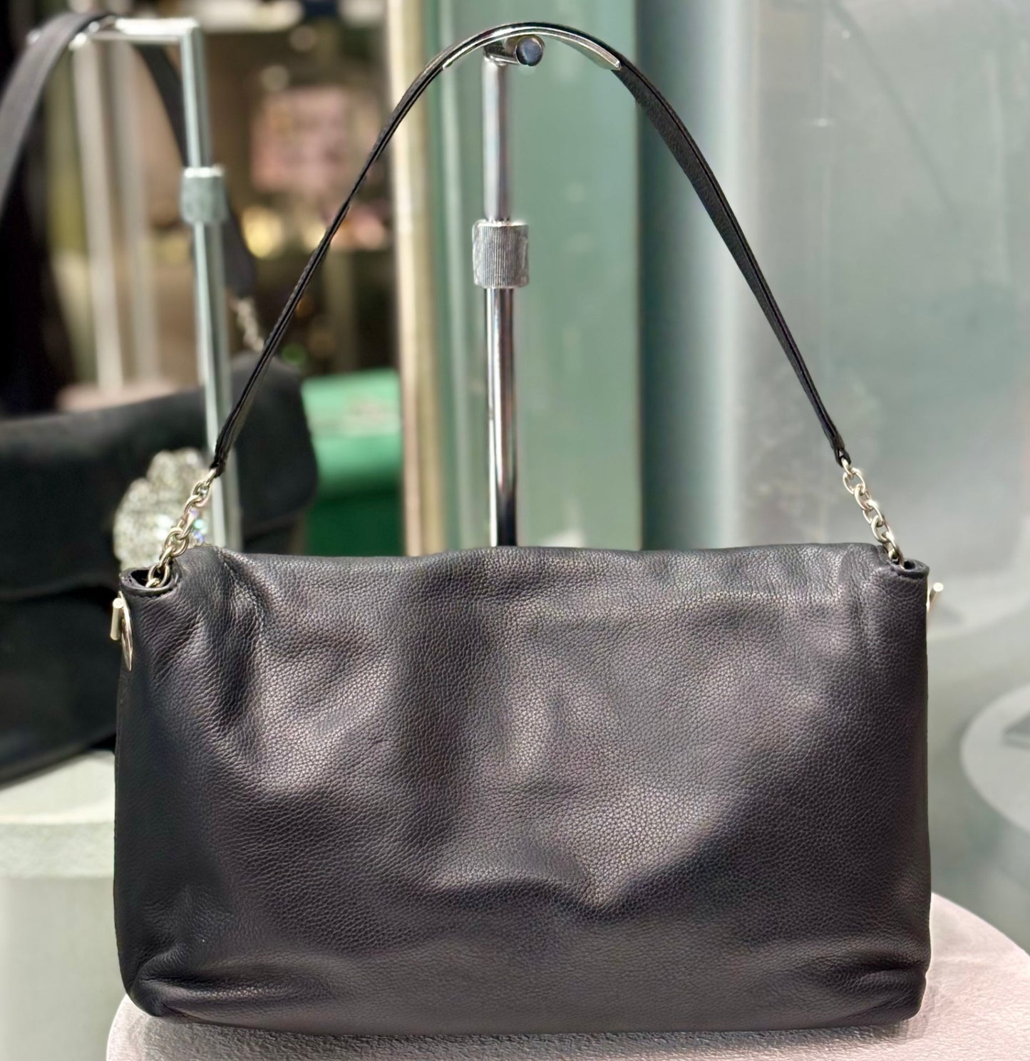 SONIA RYKIEL Crystal Flower Shoulder Bag Black