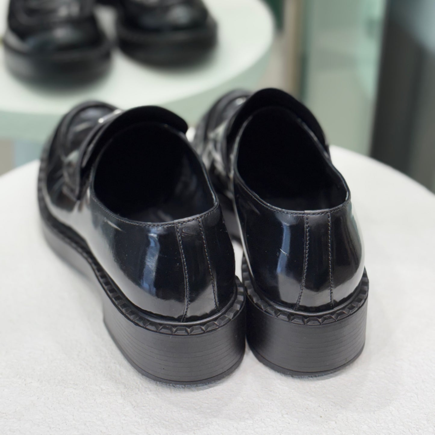 PRADA Black Logo Loafers Size 40.5