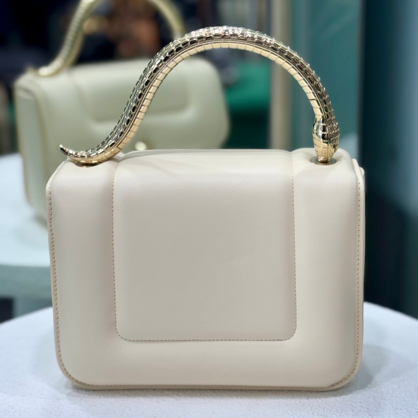 BVLGARI Serpenti Forever Top Handle Ivory Bag