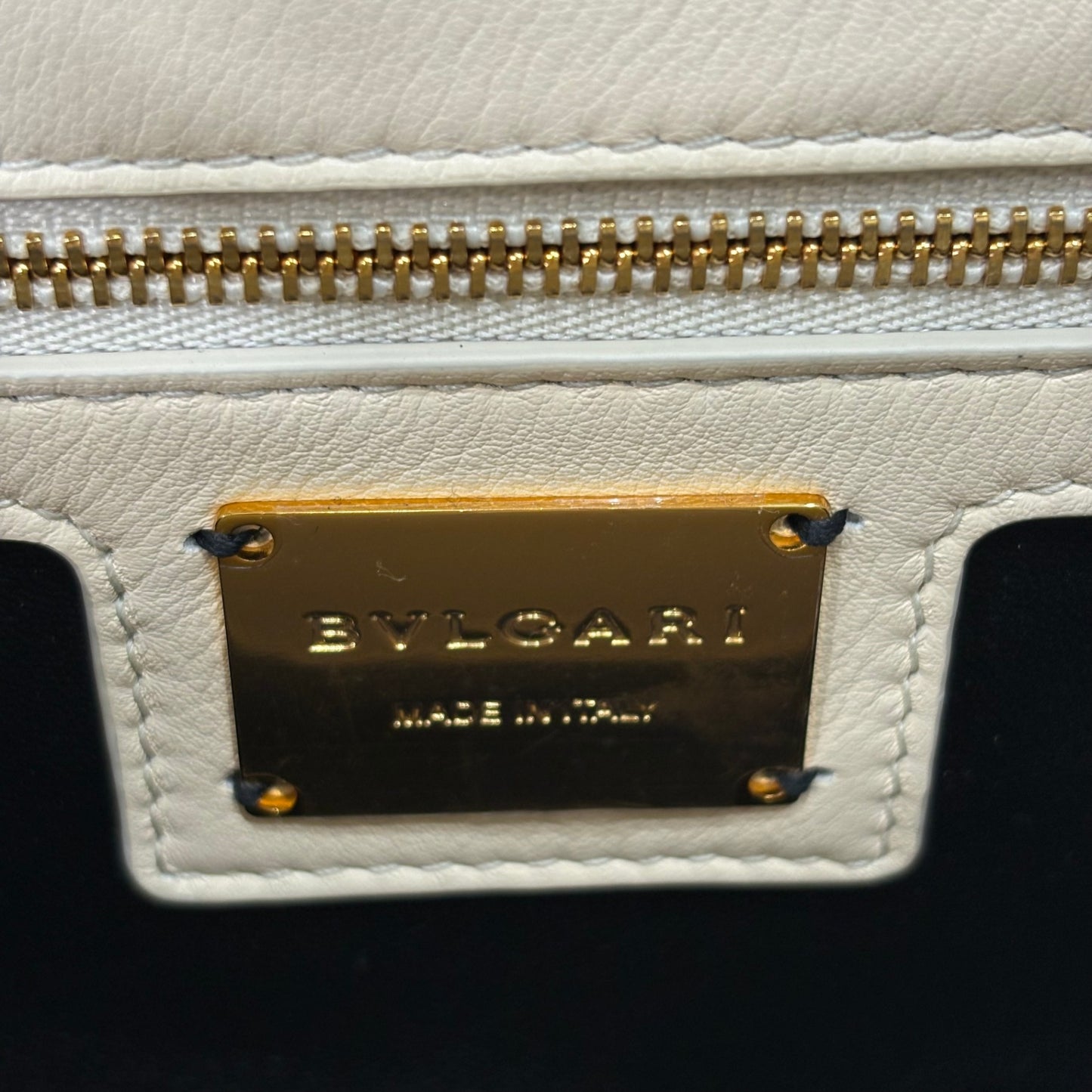 BVLGARI Serpenti Cabochon Gold Chain Beige Bag