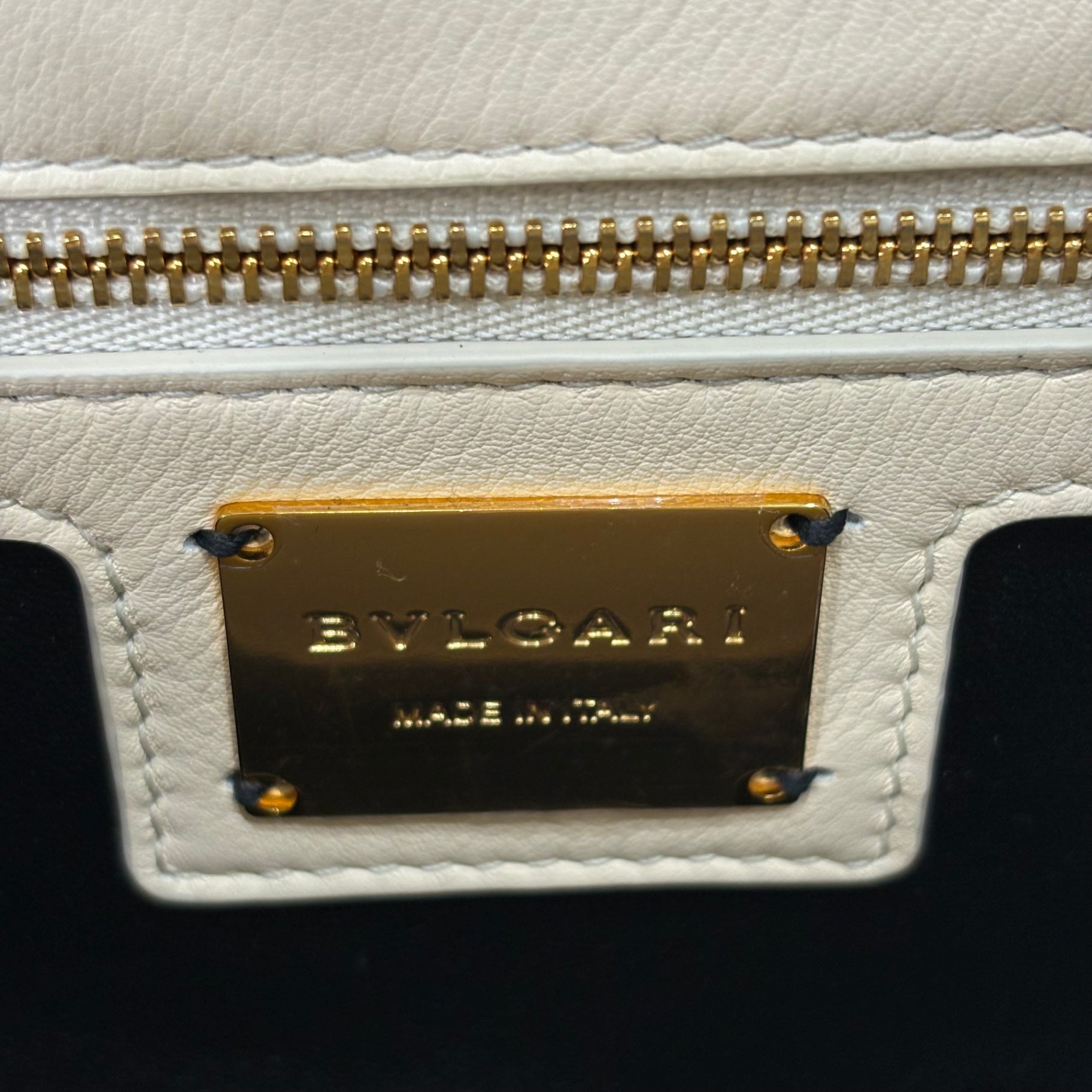 BVLGARI Serpenti Cabochon Gold Chain Beige Bag