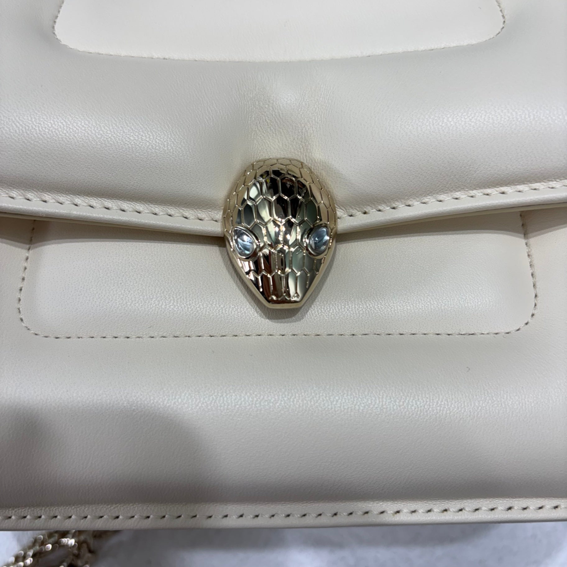BVLGARI Serpenti Forever Top Handle Ivory Bag
