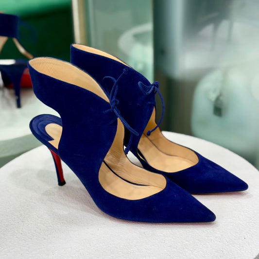 CHRISTIAN LOUBOUTIN Franca Suede Heels Eclipse Size 40