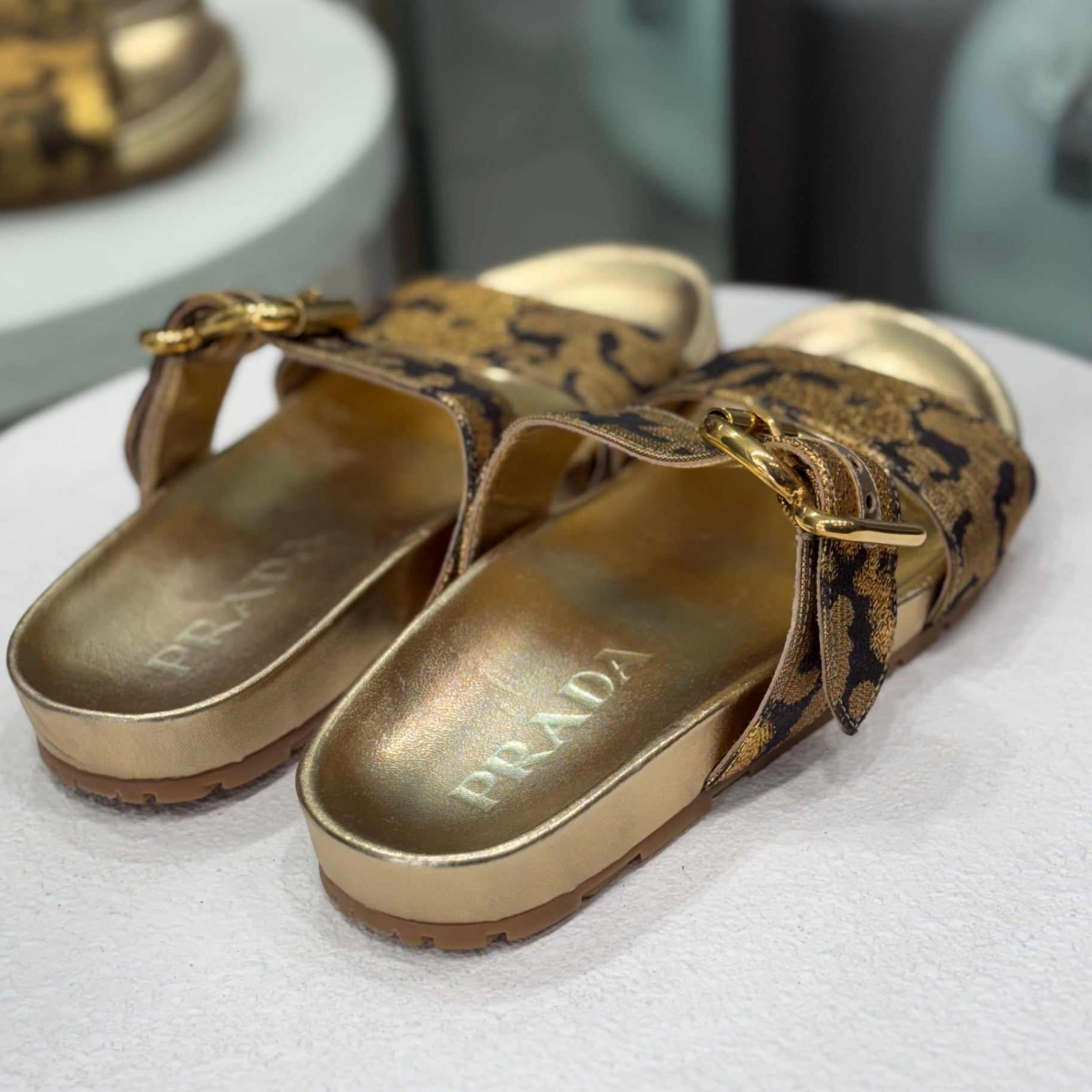 PRADA Gold Slides Size 37