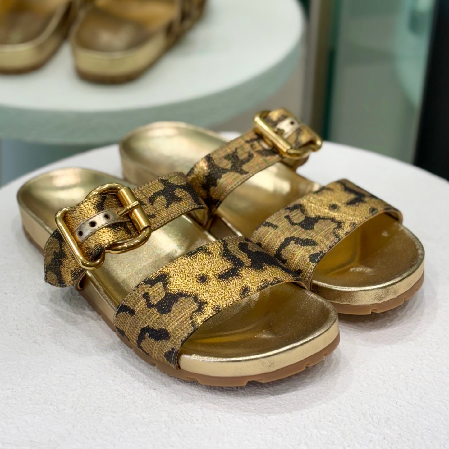 PRADA Gold Slides Size 37