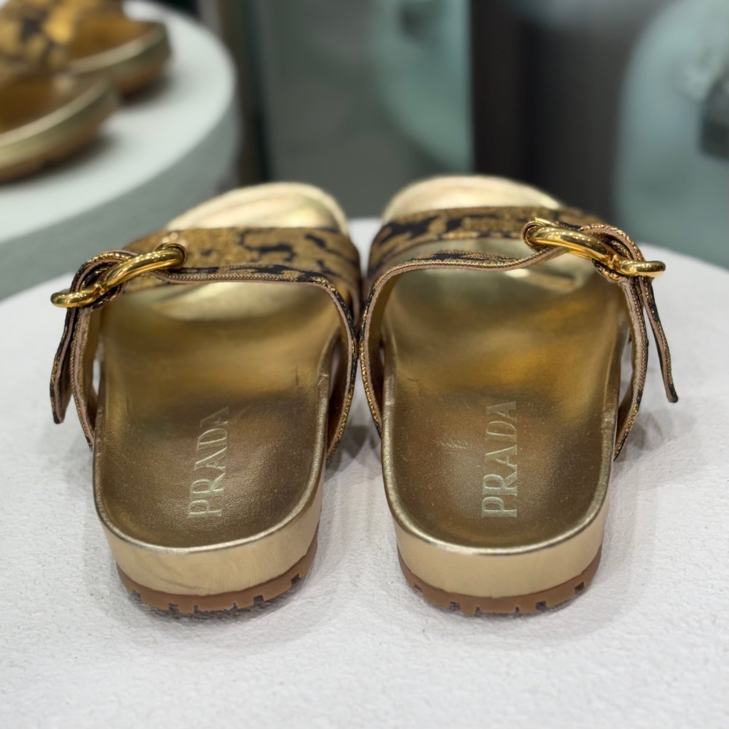 PRADA Gold Slides Size 37