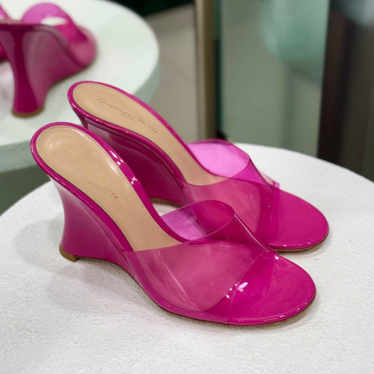 GIANVITO ROSSI Hot Pink Wedges Size 40 (Box)