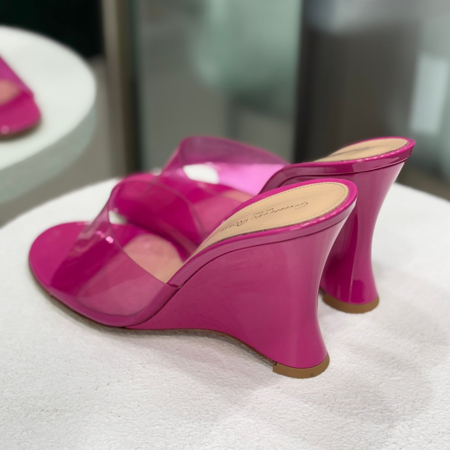 GIANVITO ROSSI Hot Pink Wedges Size 40 (Box)
