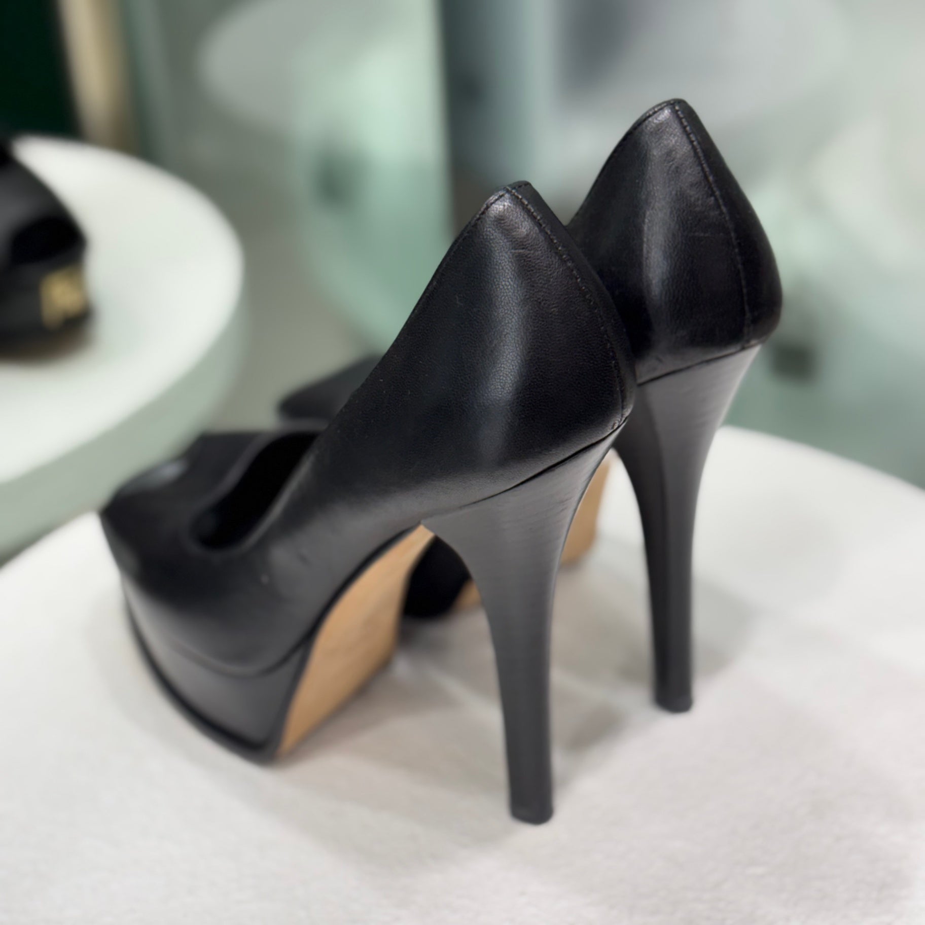 FENDI Black Peep-Toe Heels Size 38