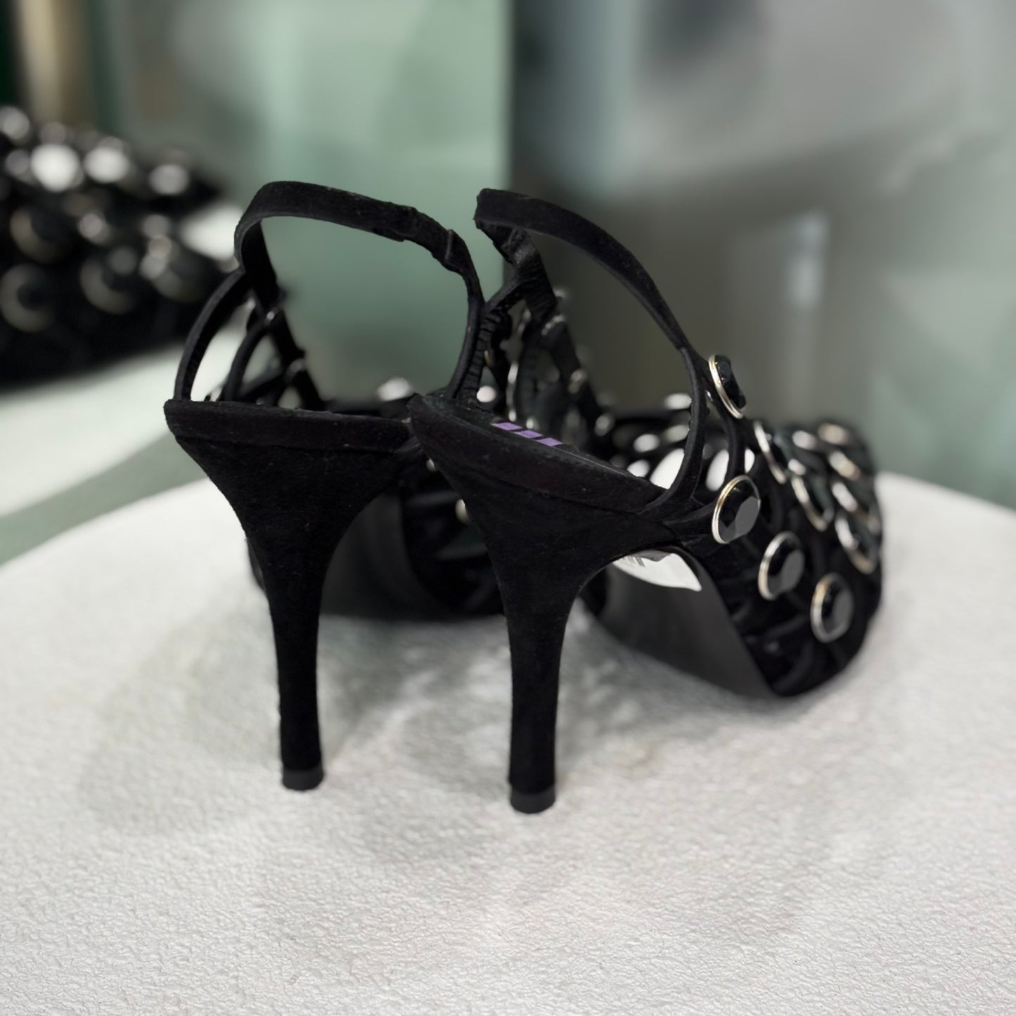 THE ATTICO Black jewel slingback size 37
