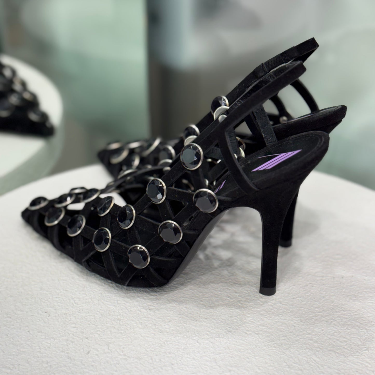 THE ATTICO Black jewel slingback size 37