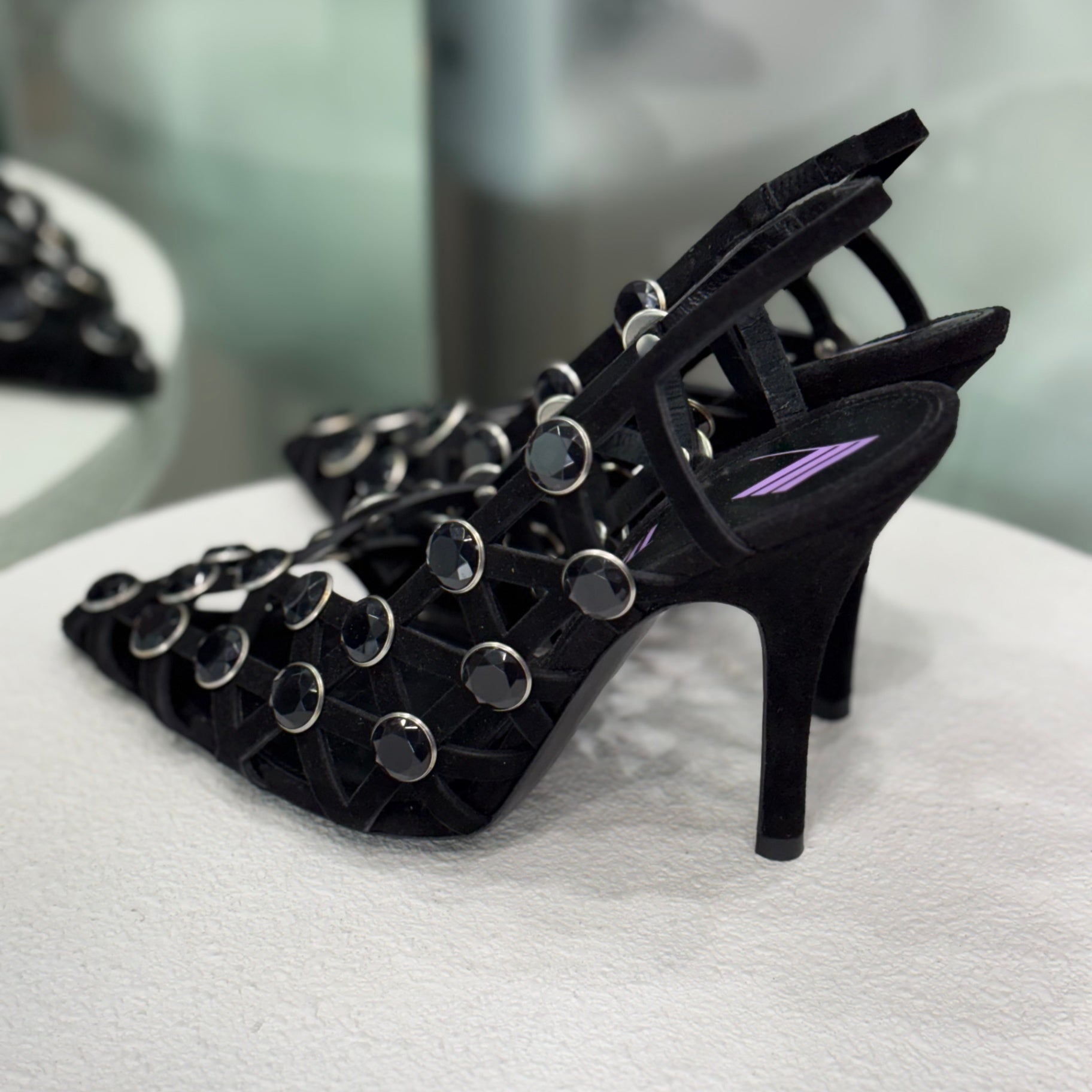 THE ATTICO Black jewel slingback size 37