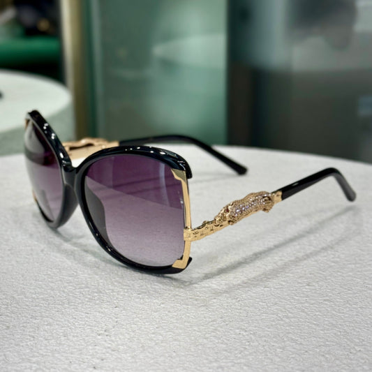 CARTIER Black Sunglasses with Gold Detailing (B)