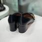 GUCCI Logo Blk Heeled Loafers Size 37.5