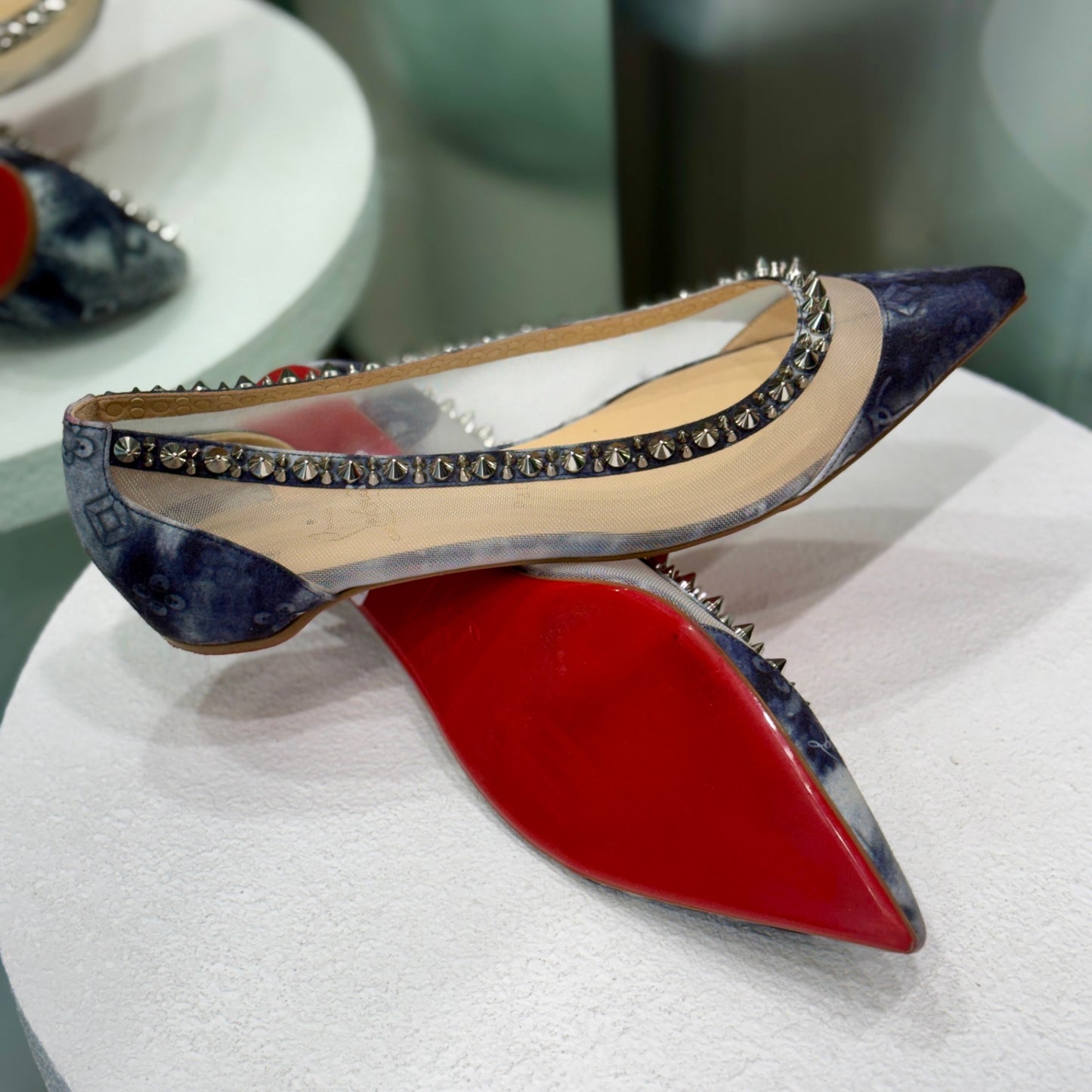 LOUBOUTIN Mesh Stud Flats Size 40