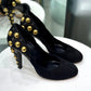 GUCCI Black Suede Studded Heels Size 38