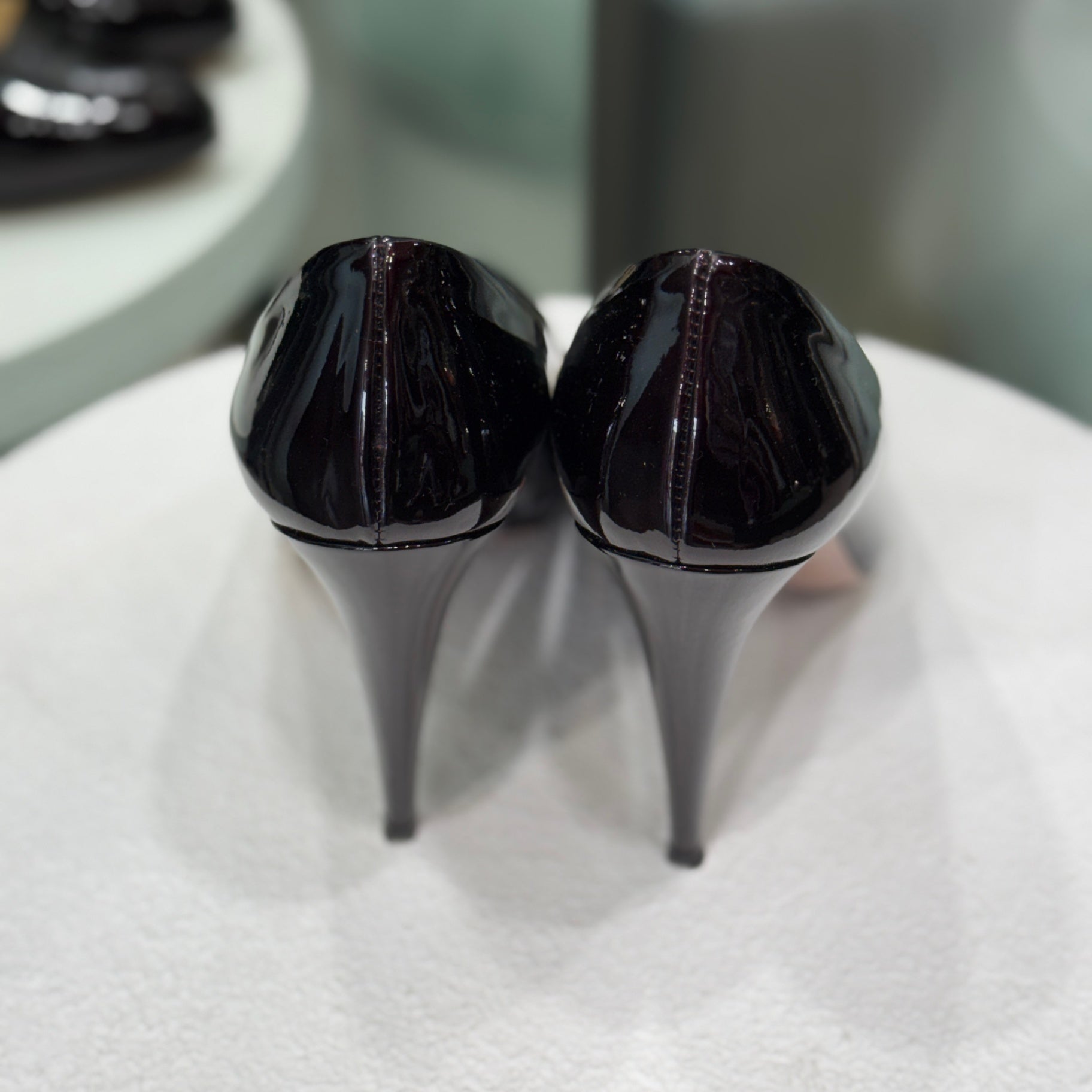 PRADA Dark Burgundy Patent Heels Size 38