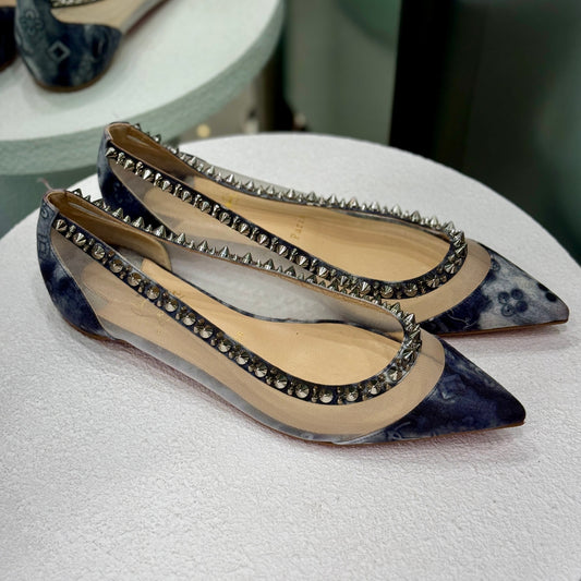 LOUBOUTIN Mesh Stud Flats Size 40
