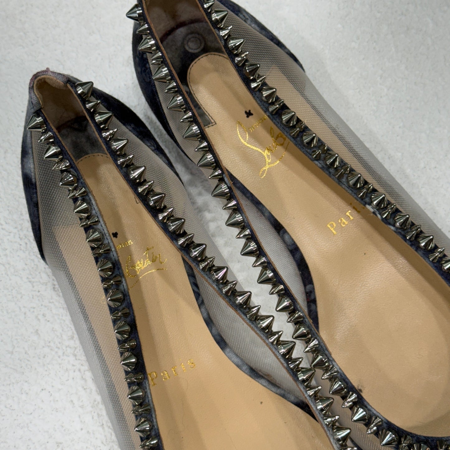 LOUBOUTIN Mesh Stud Flats Size 40
