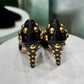 GUCCI Black Suede Studded Heels Size 38