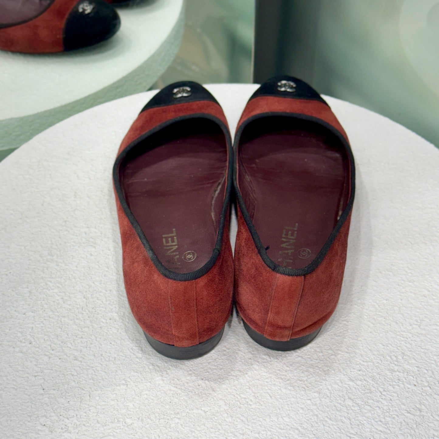 CHANEL Burgundy Suede Ballet Flats Size 39