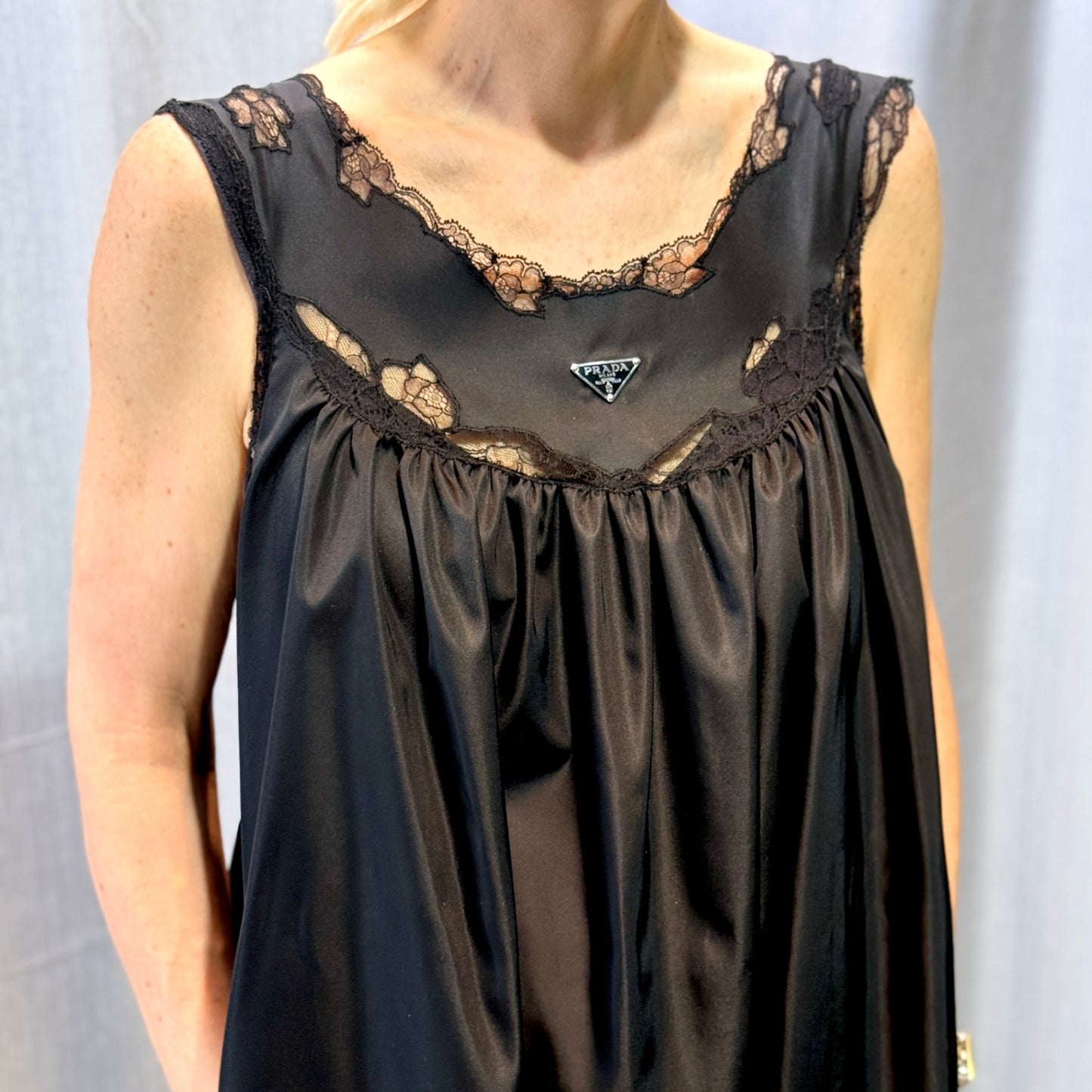 PRADA Nylon & Lace Midi Dress Size 38