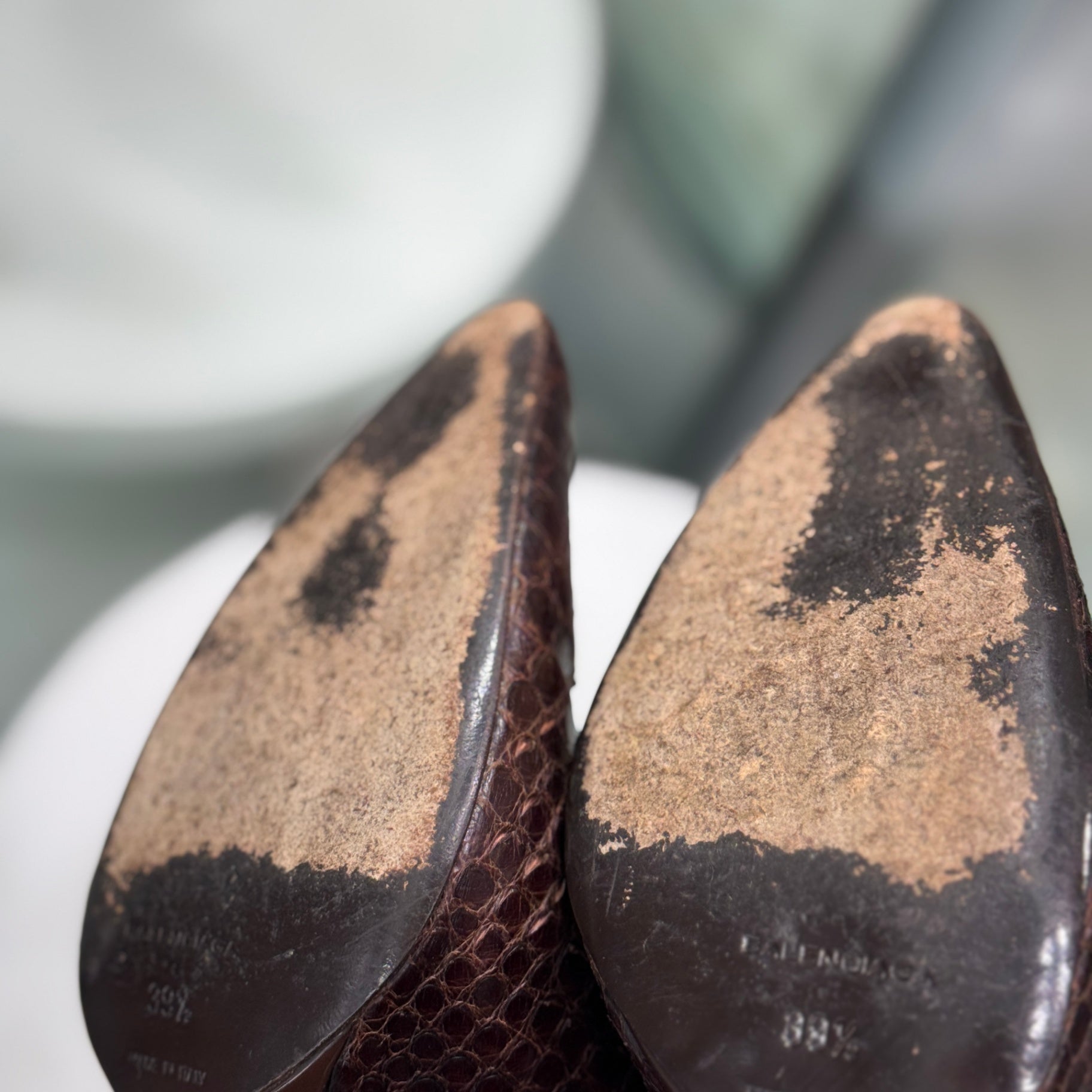 BALENCIAGA Brown Python Booties 39.5