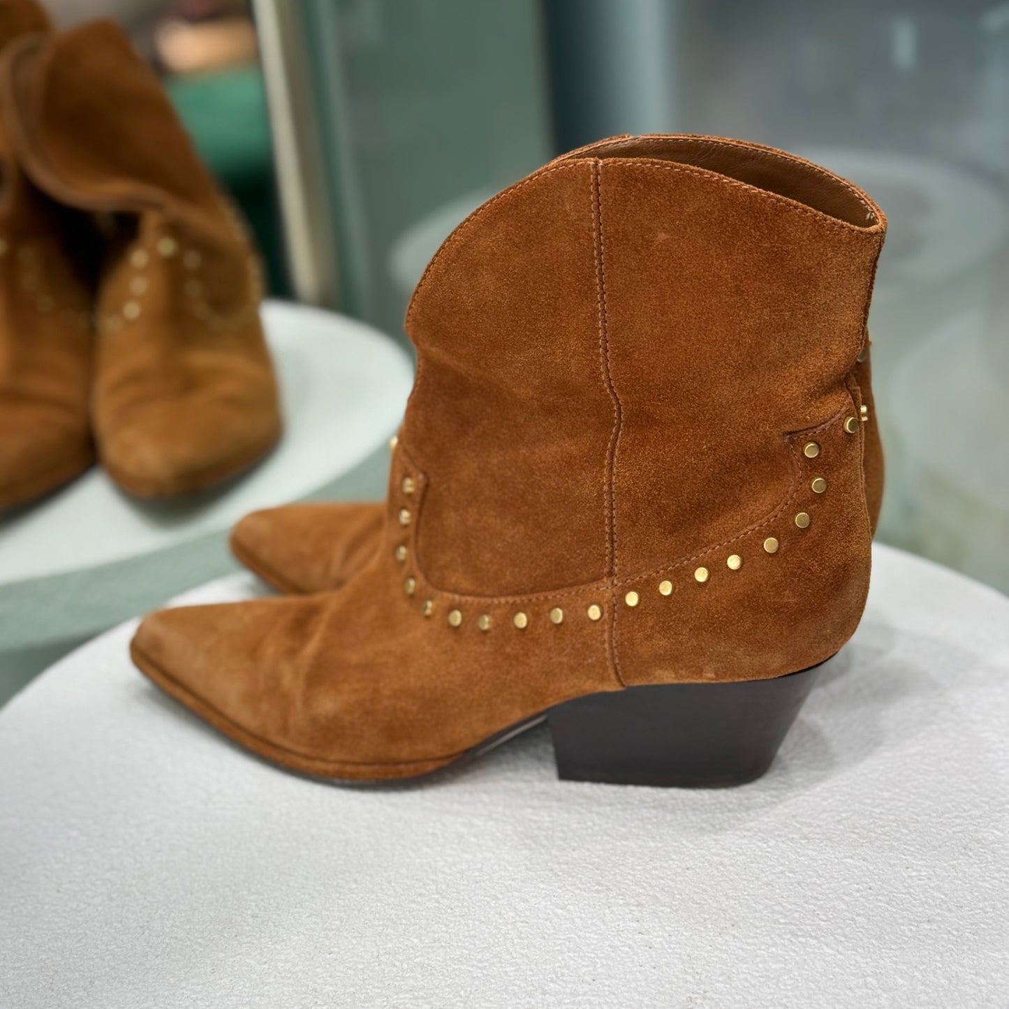 SERGIO ROSSI Tan Suede Boots Size 38