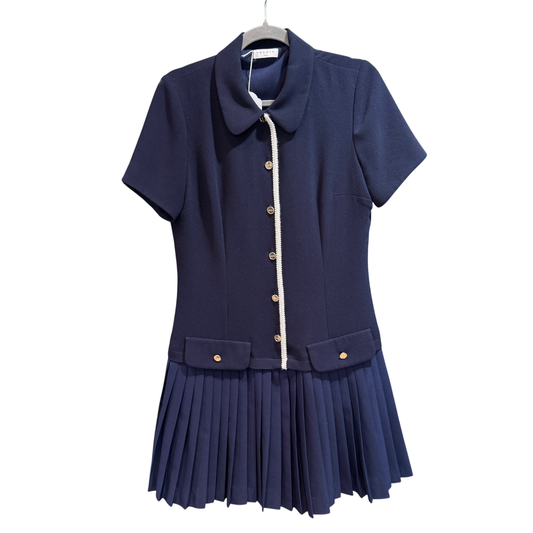 SANDRO Navy pleated dress size 38