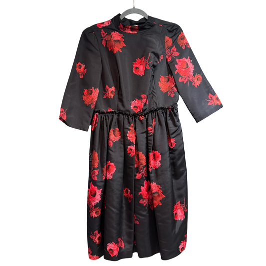 PRADA Black Dress with Red Flowers - size 42