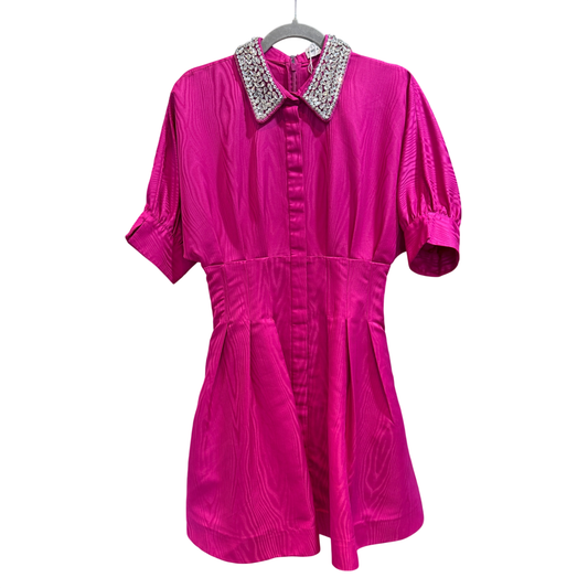 REBECCA VALLANCE Pink Embellished collar dress - size 8