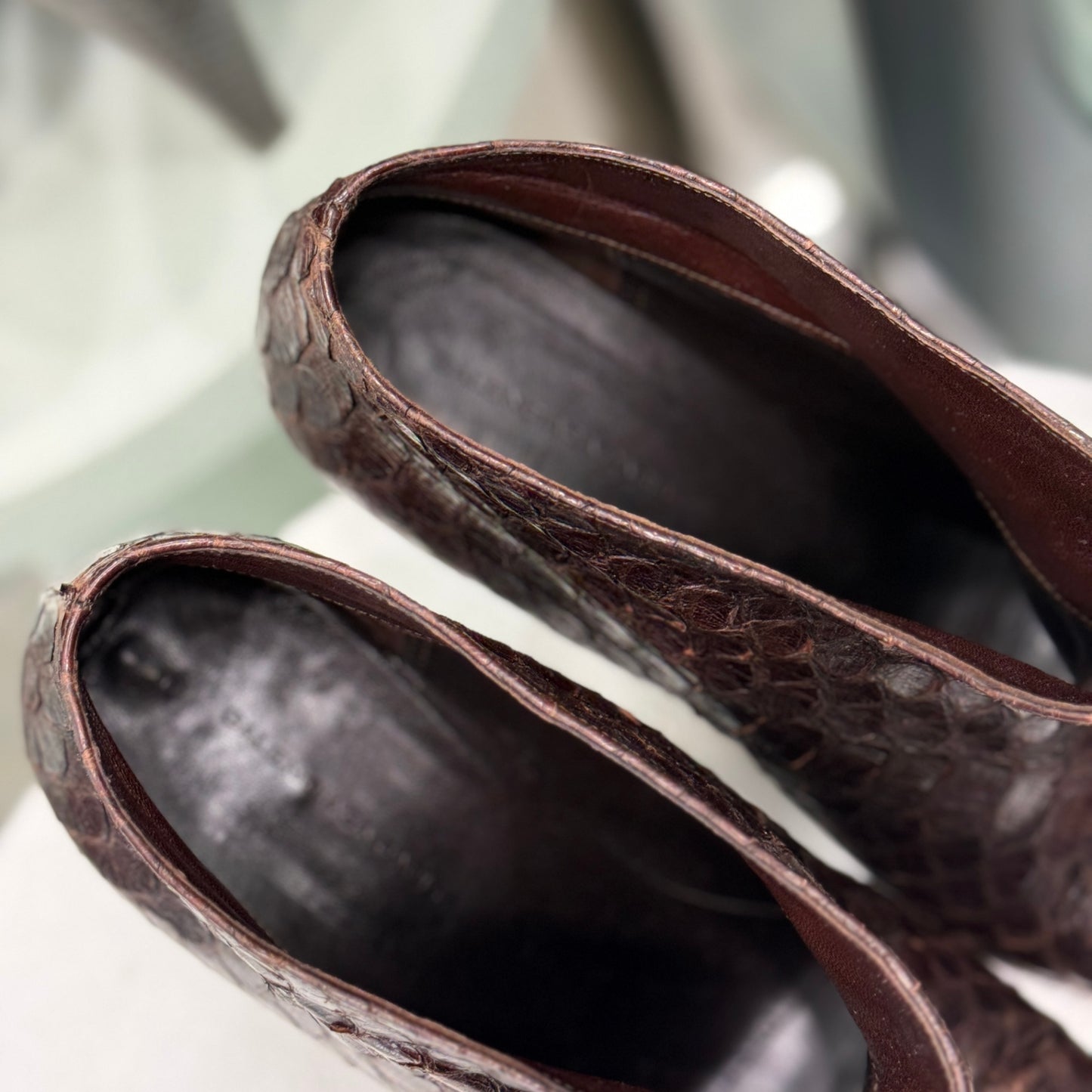 BALENCIAGA Brown Python Booties 39.5