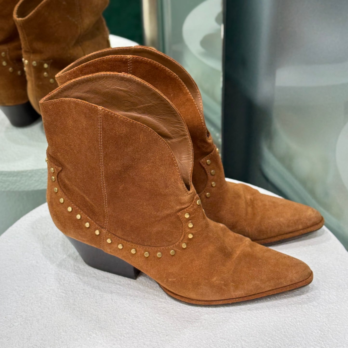 SERGIO ROSSI Tan Suede Boots Size 38