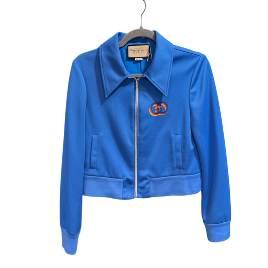 GUCCI blue embroidered bomber size 36