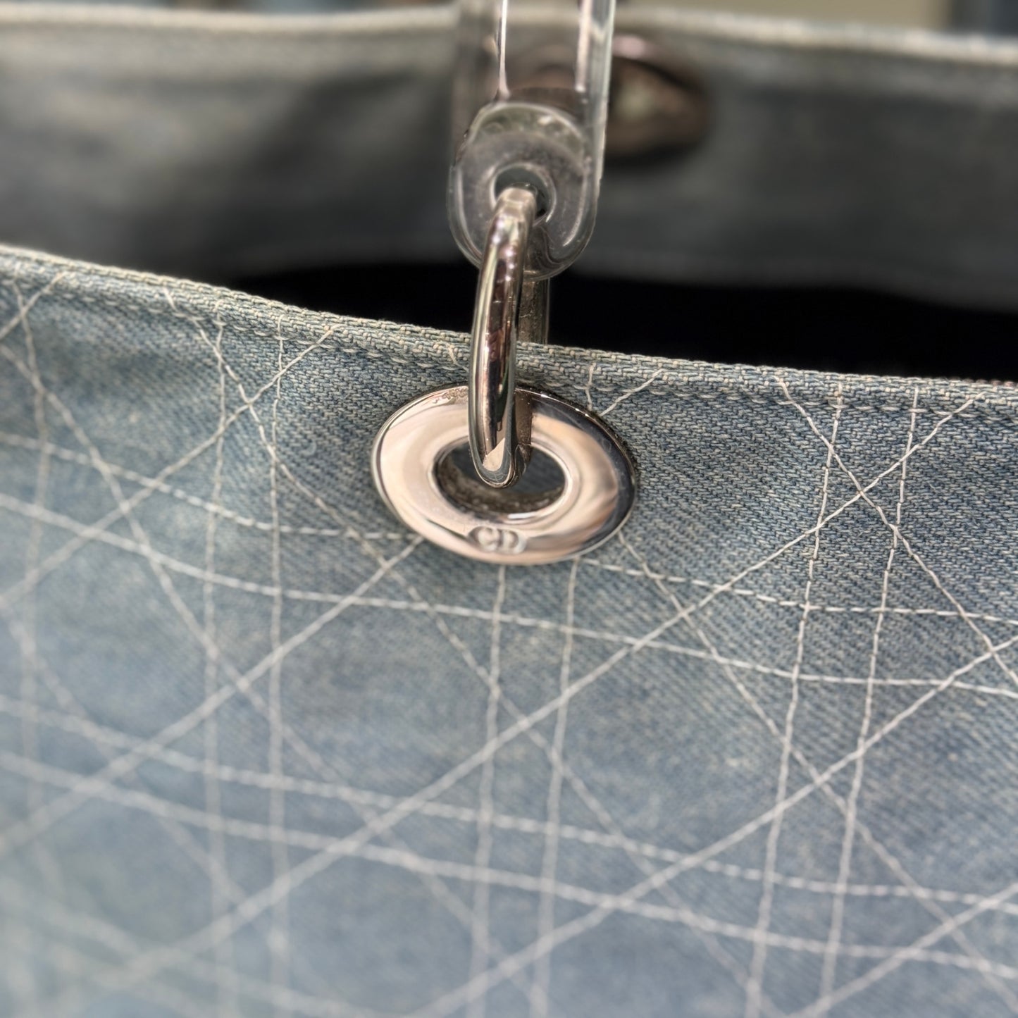 DIOR Lady Dior Denim Satchel Bag