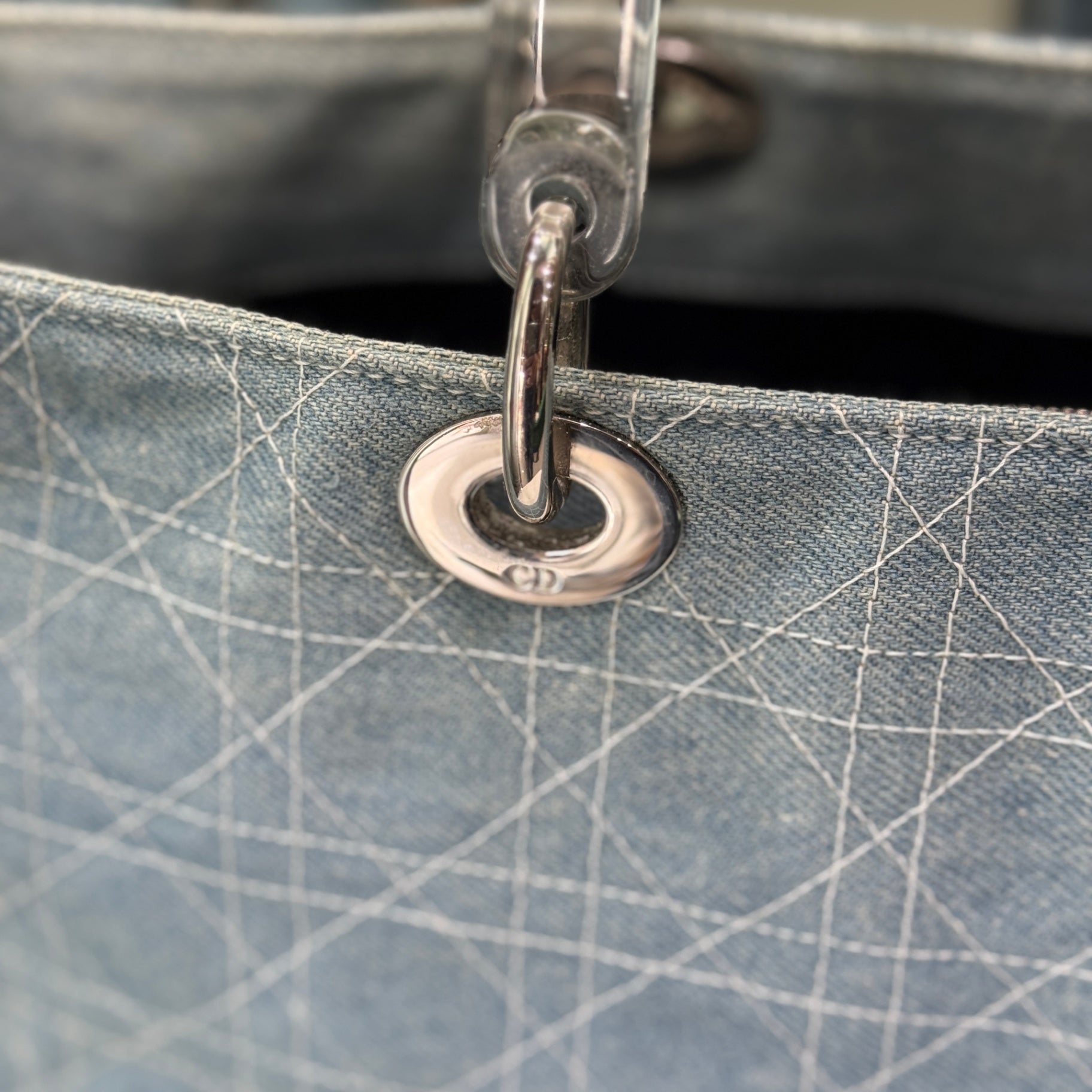 DIOR Lady Dior Denim Satchel Bag