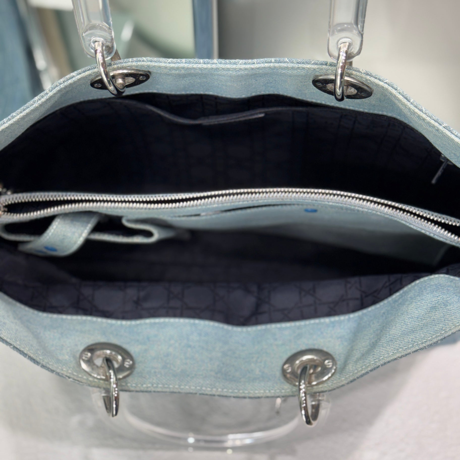 DIOR Lady Dior Denim Satchel Bag