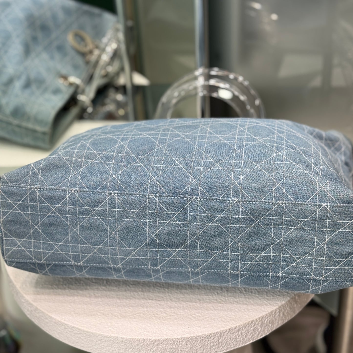 DIOR Lady Dior Denim Satchel Bag