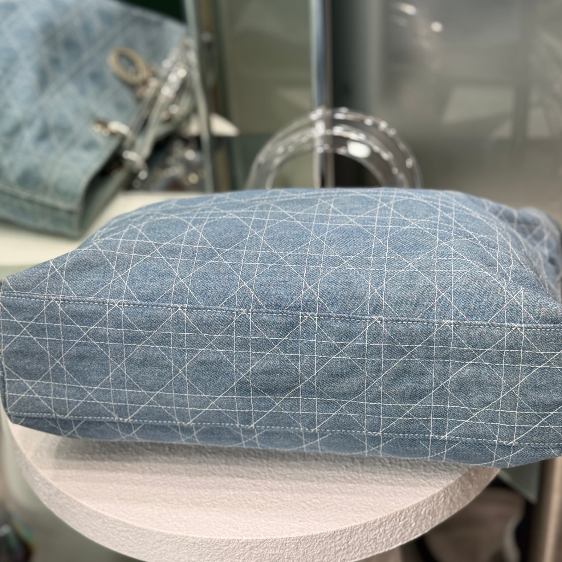 DIOR Lady Dior Denim Satchel Bag